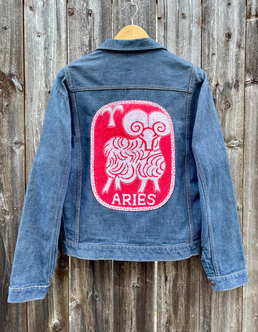 Zodiac denim jacket, Aries, S/M